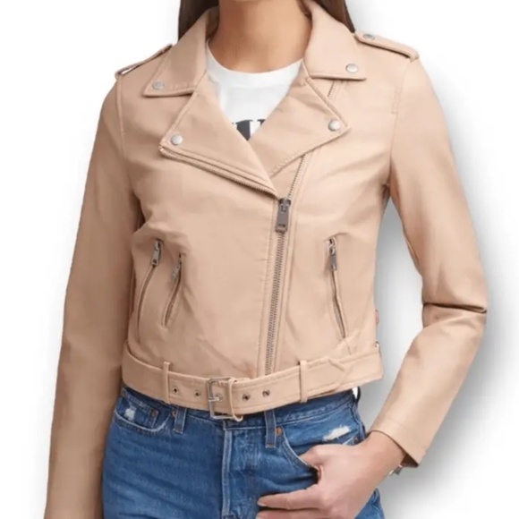 Levi’s Faux Leather Moto Belted Jacket Size Small - Picture 1 of 3